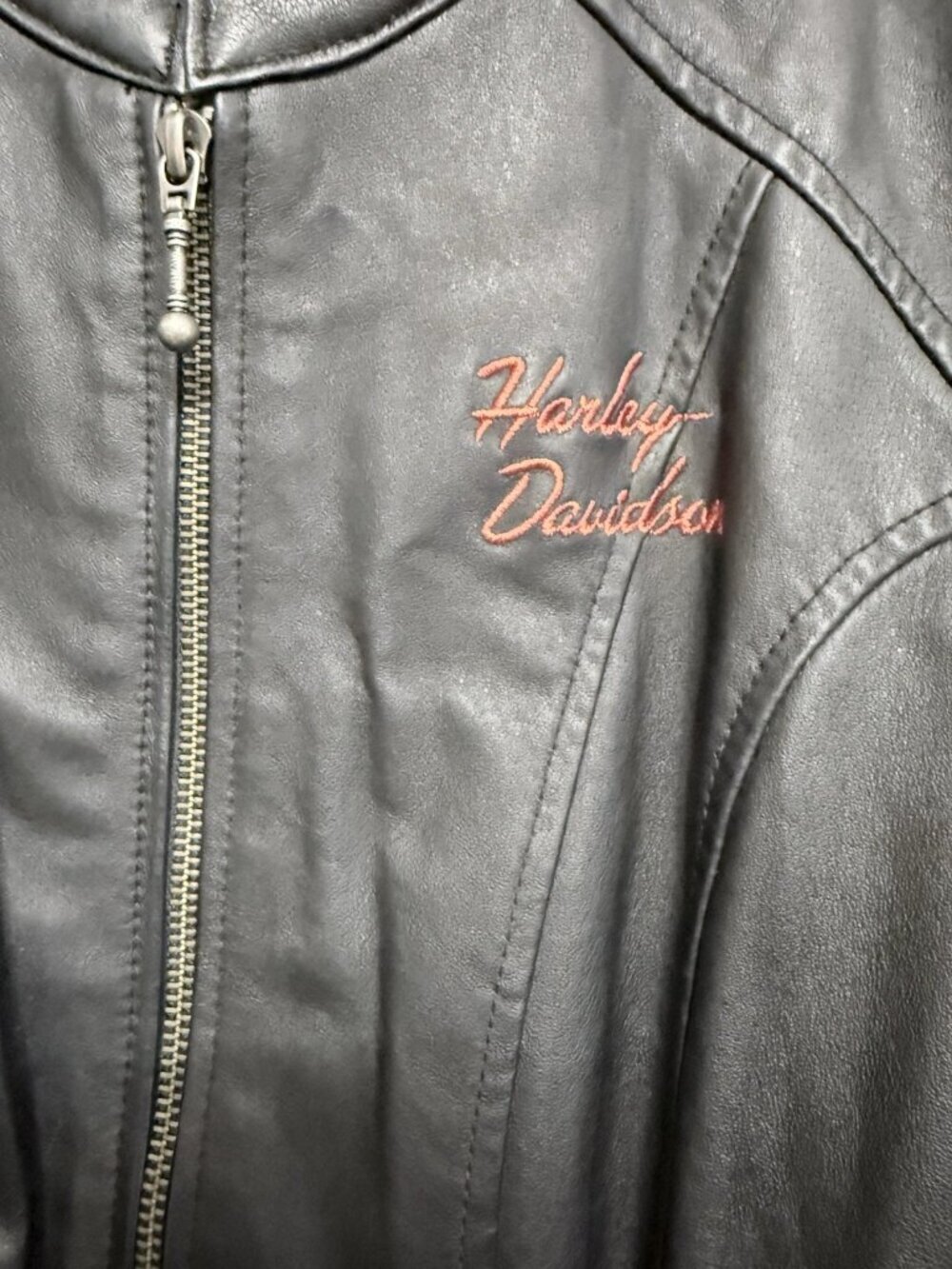 EUC Women's Harley Davidson Classic Wing Back Leather Jacket Size XL Moto Biker - Picture 5 of 9